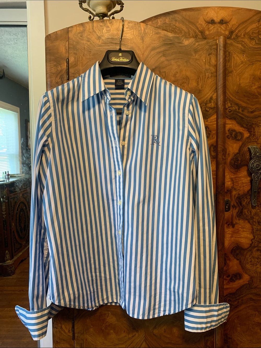 Polo by Ralph Lauren Blue and White Striped Button-Up Blouse